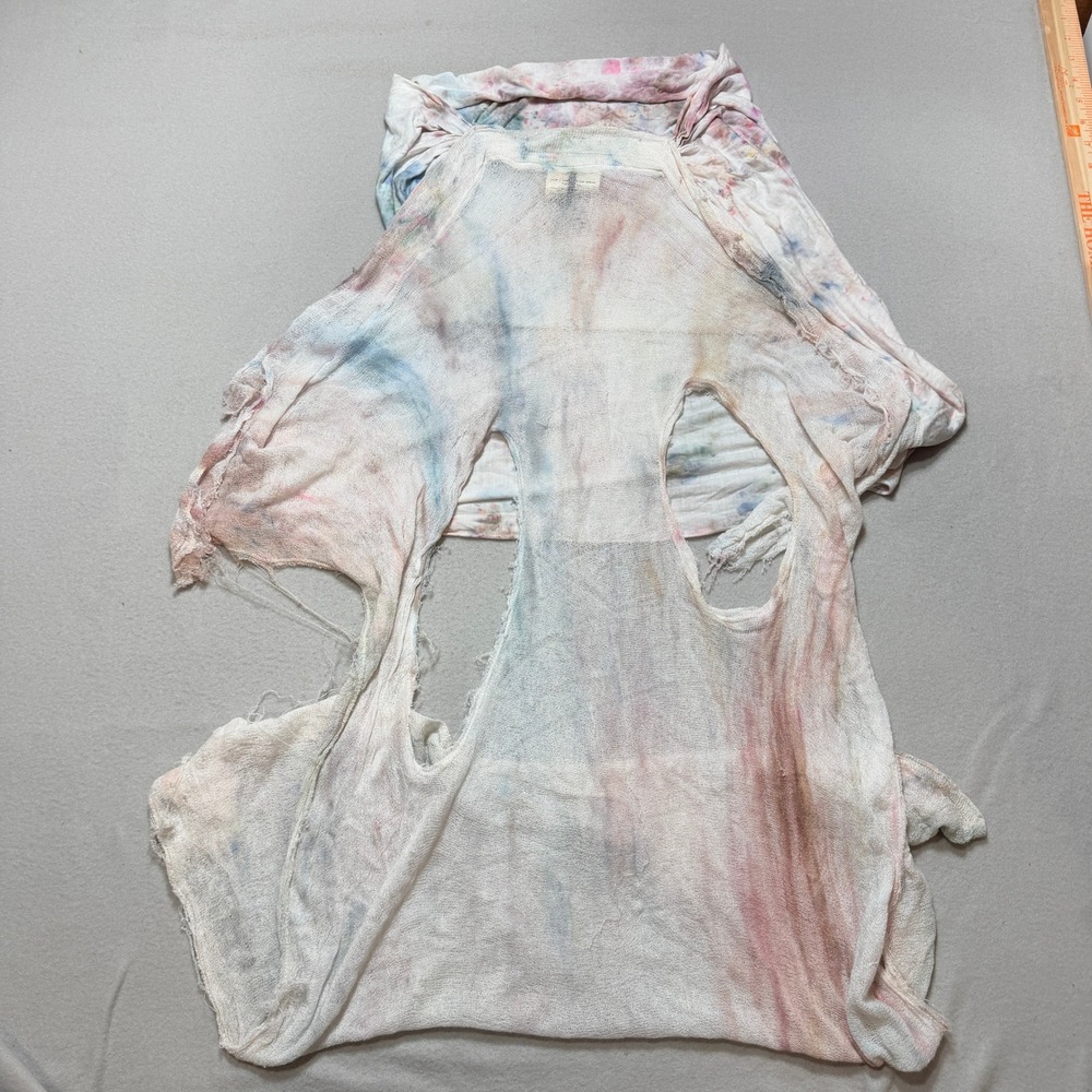 Hero Crane Deconstructed Tie Dye Distressed Sleeveless Top Y2K Multicolor Small